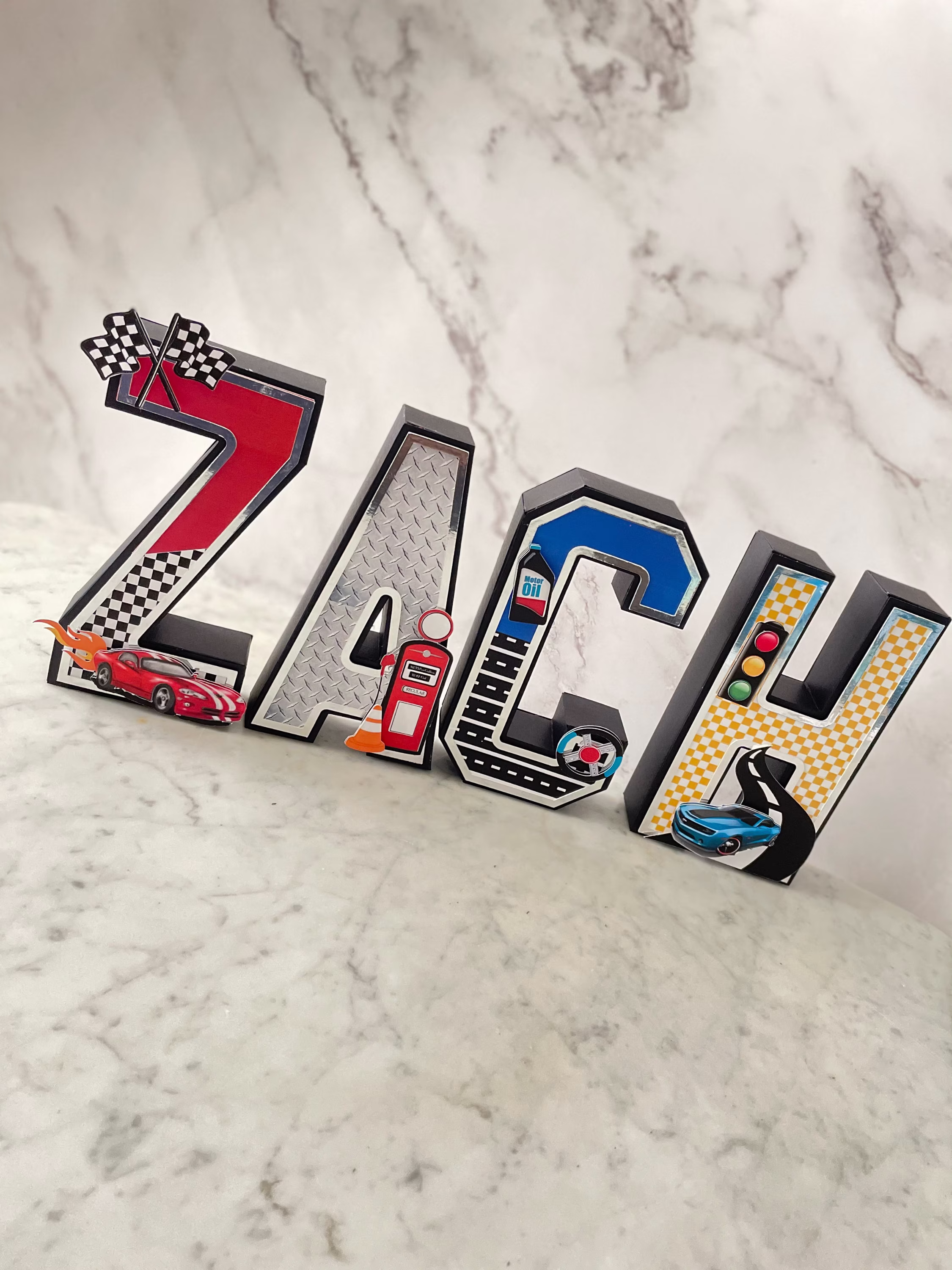 Race Car 3D Letters 7