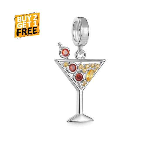 Martini Charm, Cocktail Glass Girls Night, 925 Sterling Silver, Murano Glass, Fits Pandora & Generic Bracelets, Unbranded