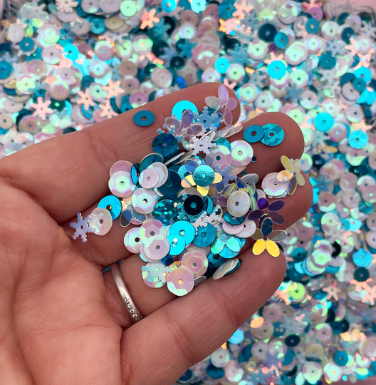 Iridescent Frozen Winter Wonderland Shift Blue Chunky Assorted Shape Glitter, Pick Your Amount, Shaker Mix, Kawaii Glitter U68