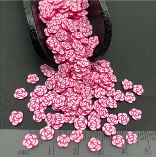 Polymer Clay Slices - Pink Flowers Or Black Flowers - Select Size