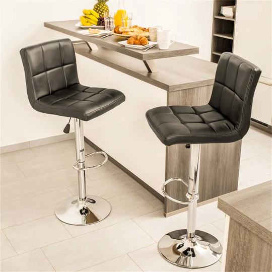 Set Of 2 Bar Stools Made Of Artificial Leather