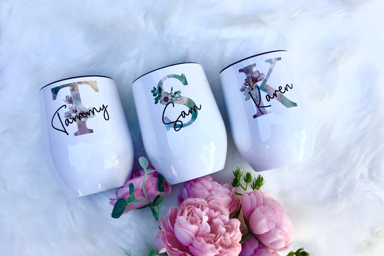 Wine Tumbler, Personalised, Stainless Steel, Monogram, Initial, Insulated Wine Cup, Gin Tumbler With Name