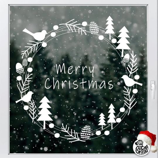 Winter Forest Ring Window Sticker - Dizzy Duck Decoration Reusable Cling Decals