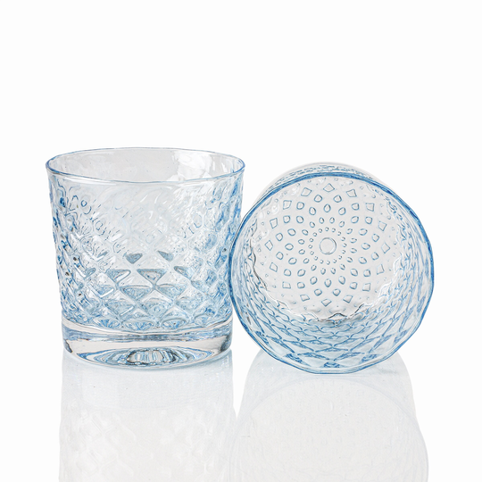 Ice Mindala Glass Set Of 6 - Hand Blown Scotch Glasses, Made Whiskey Tasting Glasses