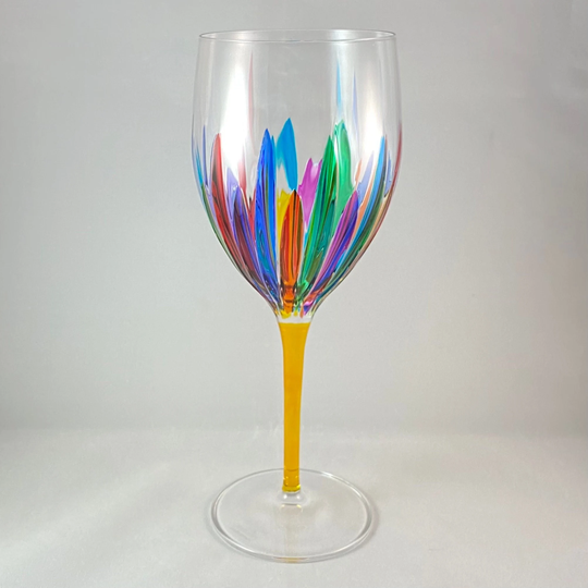 Yellow Stem Incanto Venetian Glass Wine - Handmade in Italy, Colorful Murano