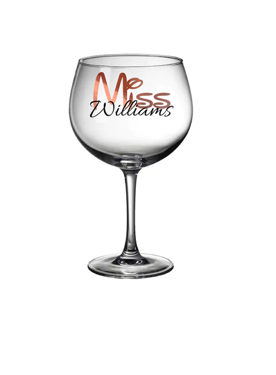 Personalised Gin Glass For Teachers. School Leavers Gift