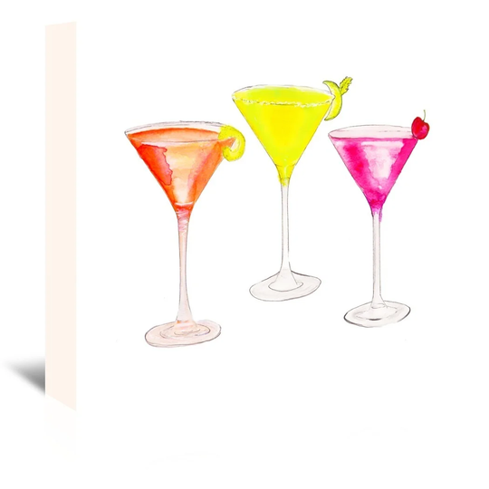 '3 Cocktail Glasses' by Alison B Art Print Wrapped on Canvas
