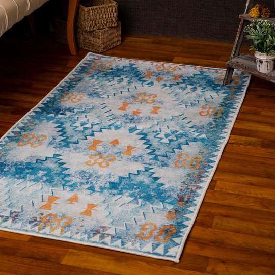 Harue Flatweave Cotton Grey/Blue/Orange Rug