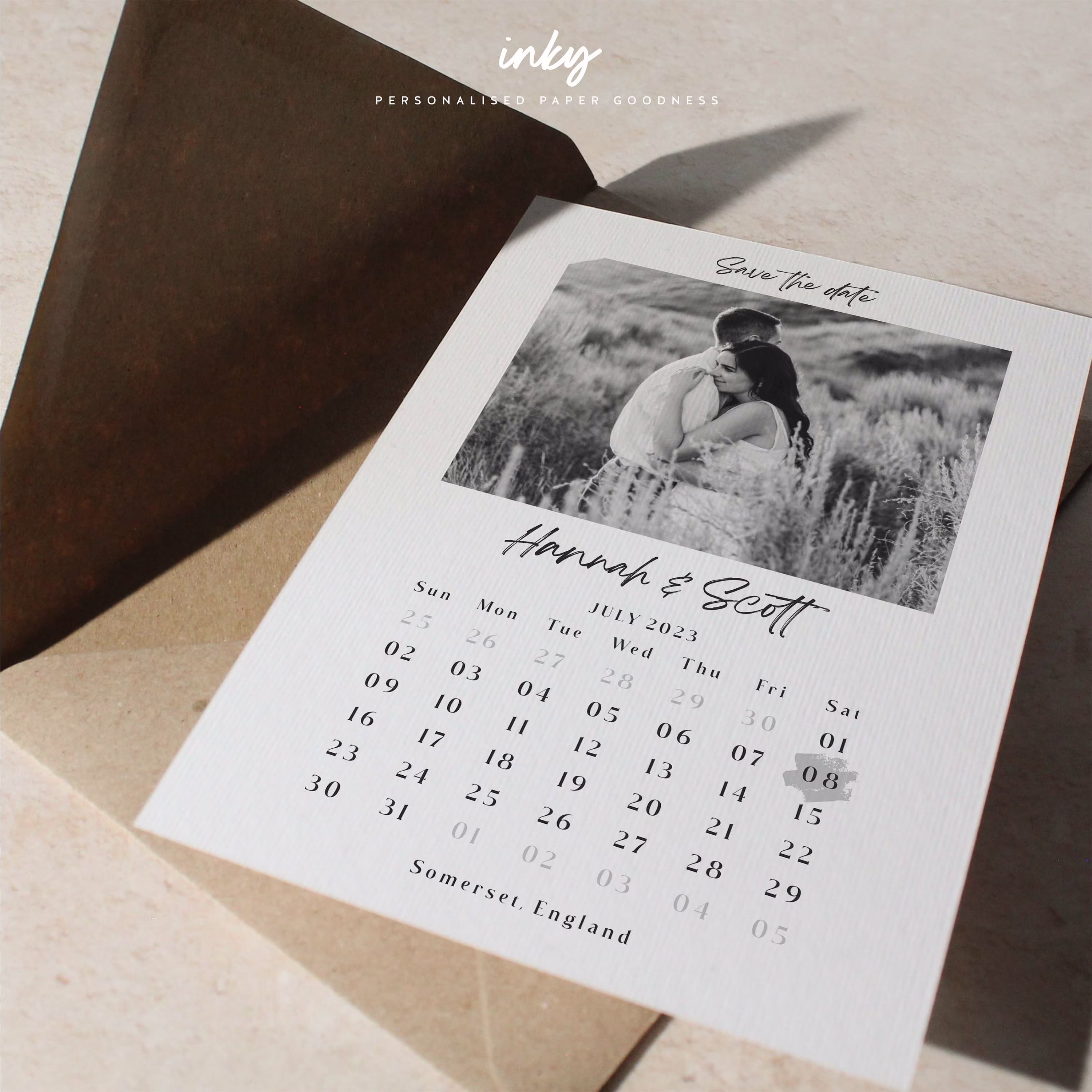 Calendar Save The Date, Magnet Date Postcard, Invites, Photo Simple, Modern Wedding Announcement, Beau