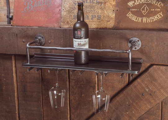Industrial Wine Rack Wall Mounted Bar Drinks Cabinet Industrial Metal Shelf Vintage Kitchen Shelf's , Bathroom Steel