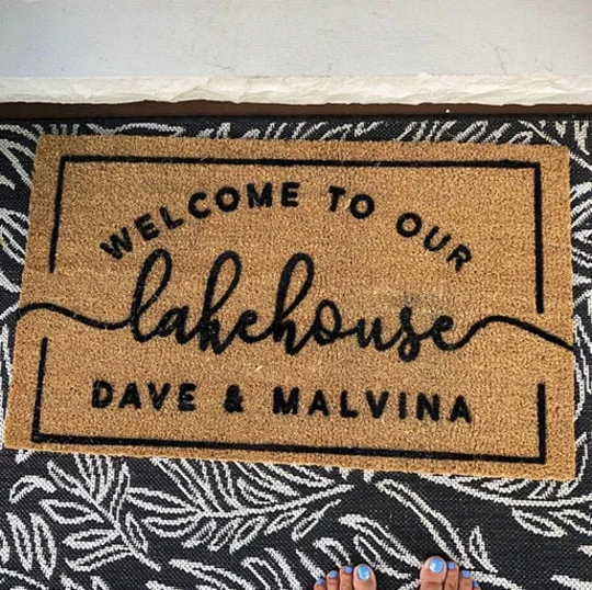 Welcome To Our Lake House Personalized Doormat, Decor, Outdoor Mat, Door Ocean Bay Beach Home Custom Rug