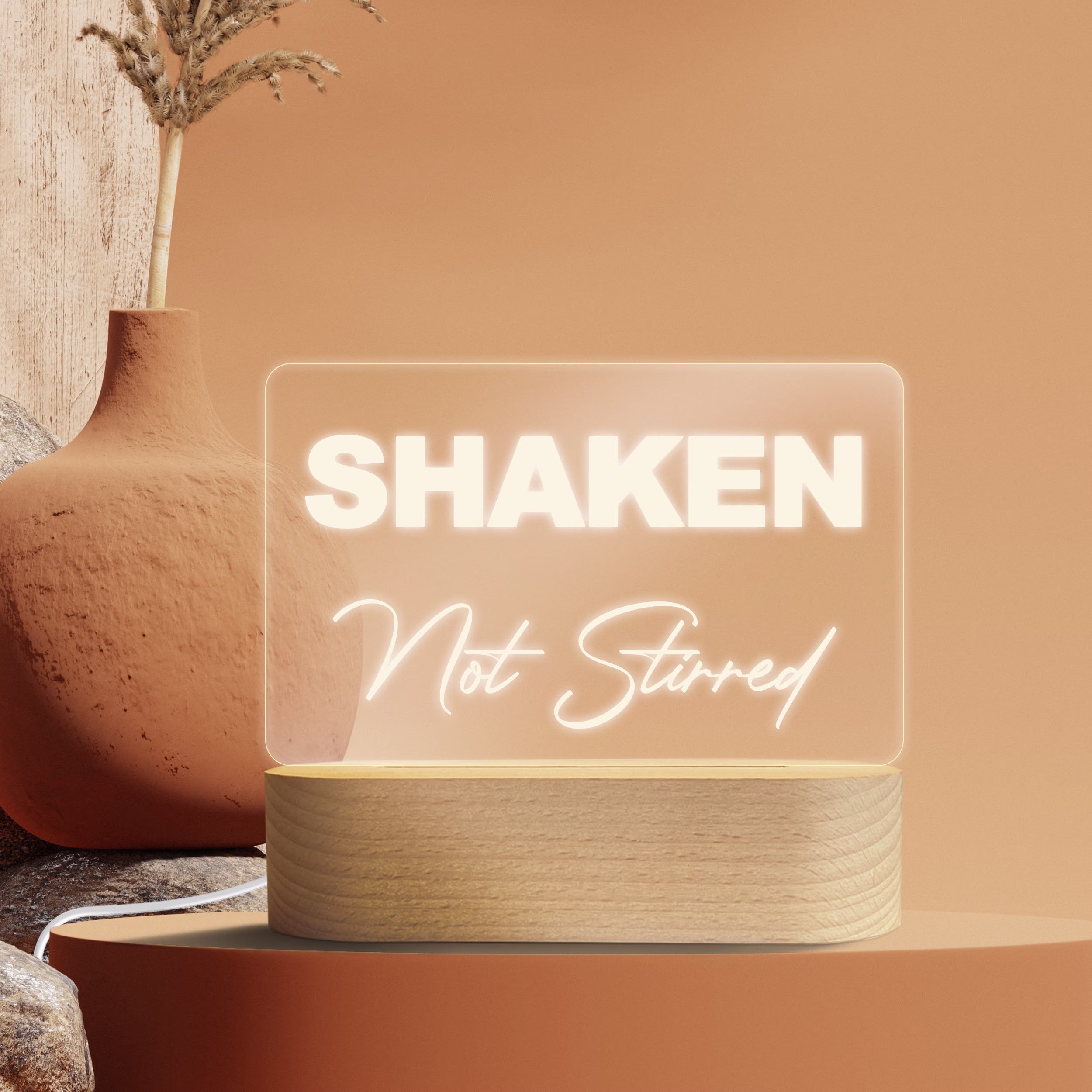 Shaken Not Stirred Bar Sign | Home Light Pub Custom Names Man Cave | Good For Friends