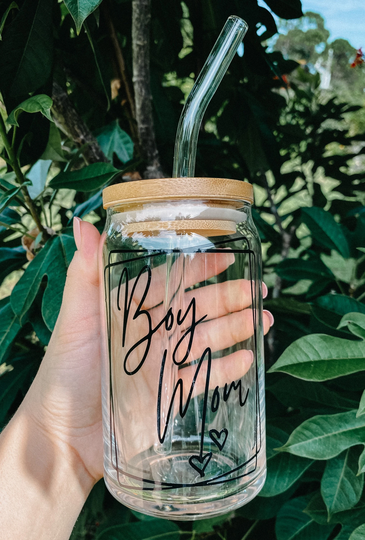 Boy Mom Can Glass Cup-Beer Glass-Coffee Glass-Soda Glass-Aesthetic Glass