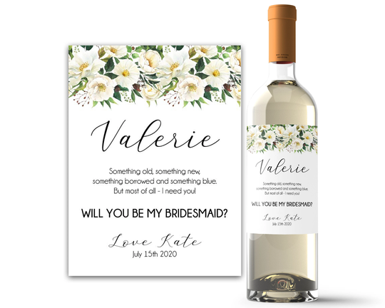 Will You Be My Bridesmaid Wine Label - Proposal Box Ask Invite