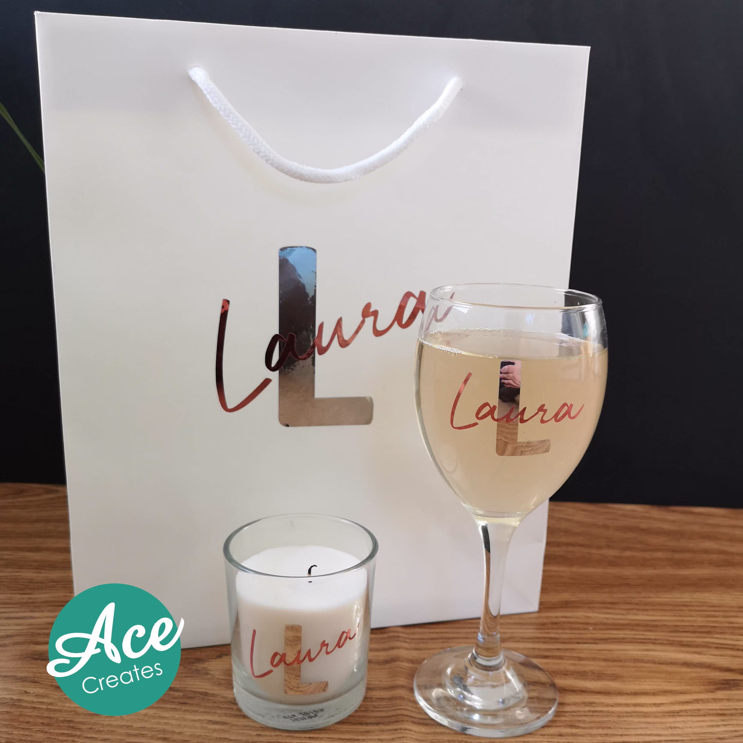Personalised Birthday Set Gifts | Wine Glass Friends Gift For Her Candle Christmas
