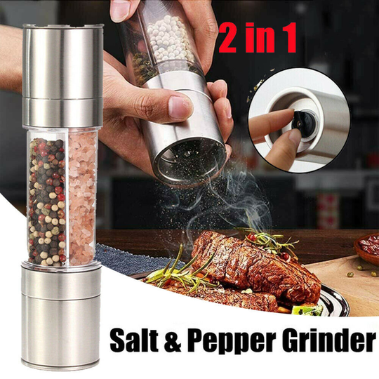 2 IN 1 Manual Salt & Pepper Grinder Kitchen Shaker Mills Coarseness