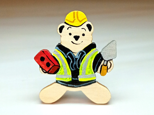 Builder Gift, Present, Stocking Filler For Men, Pin, Fridge Magnet, Teddy Bear Badge, Handmade Gift Uk, Little Wooden