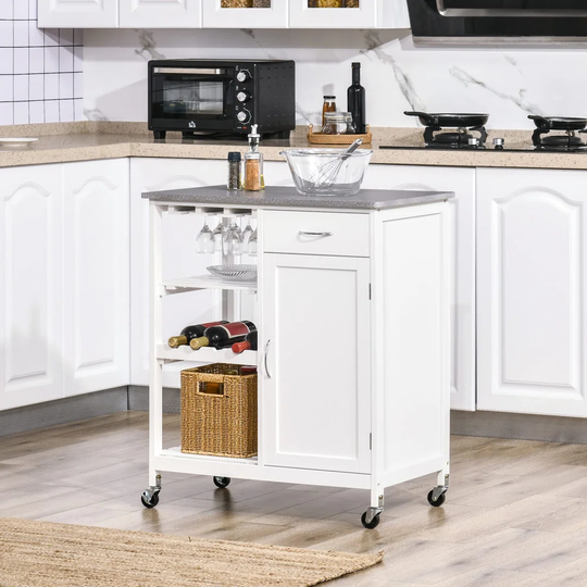 Mobile Kitchen Island With Wine Rack, Sideboard Cupboard For Dining Room