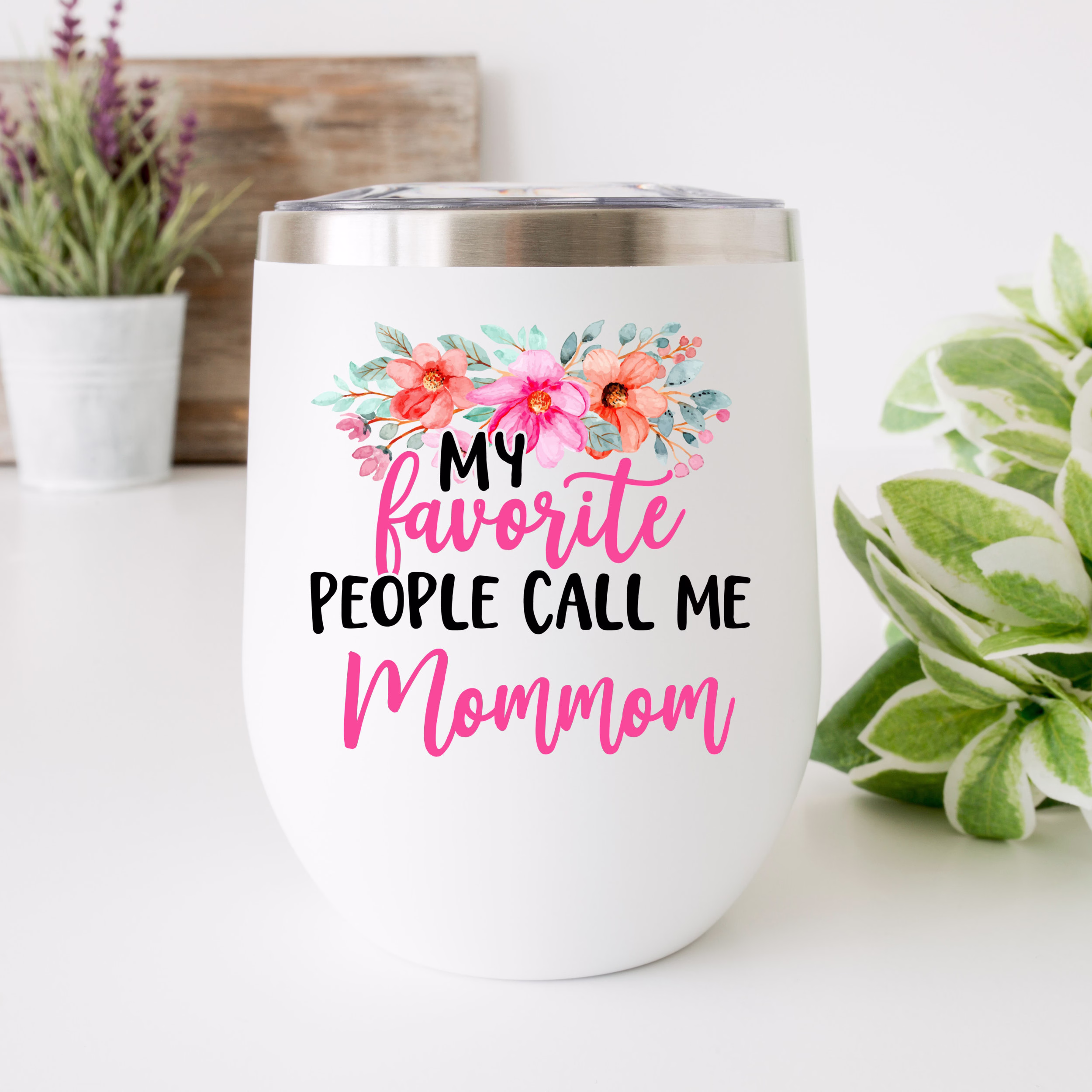 Mommom Gift For | Birthday Christmas Wine Tumbler Mother's Day Cup
