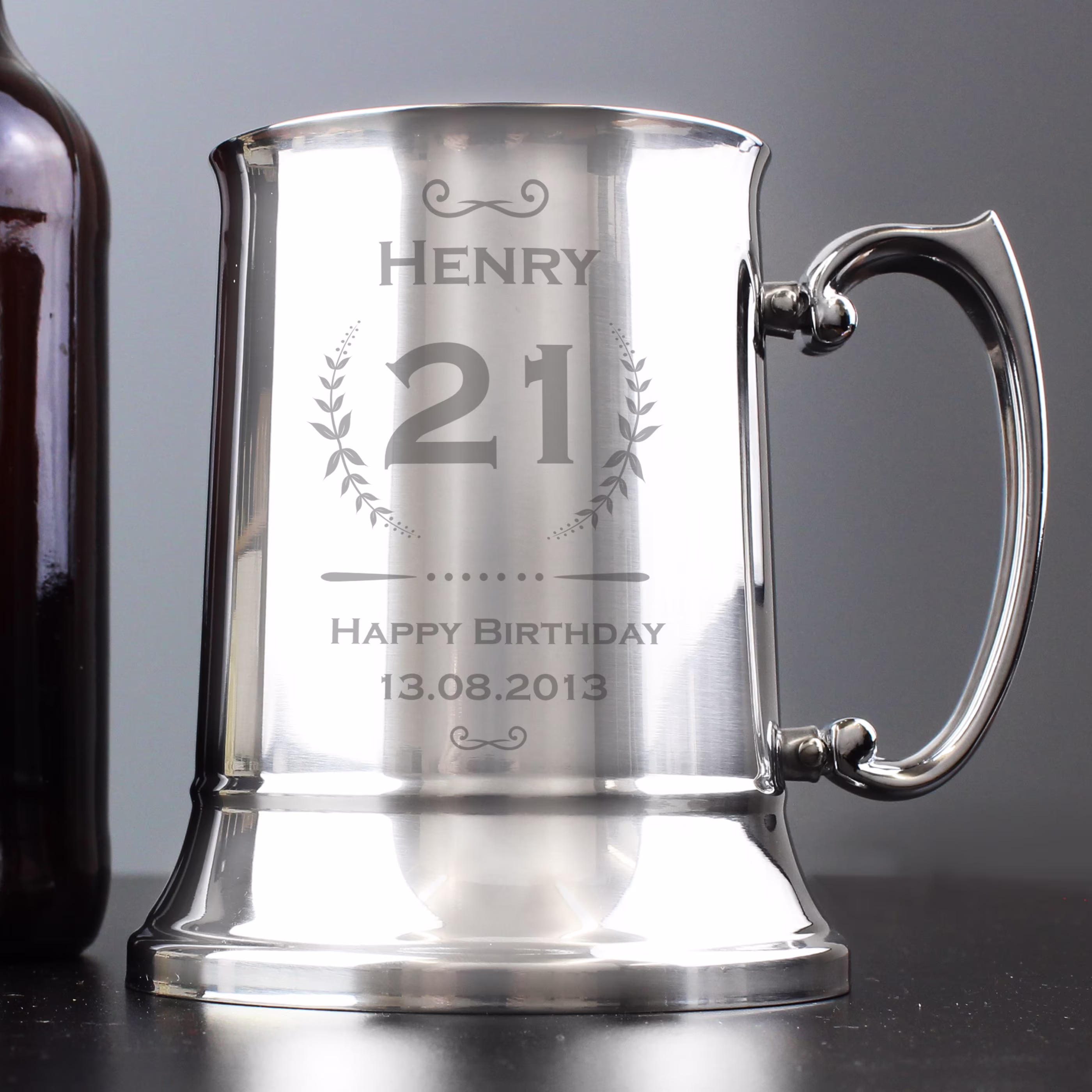 Personalised Stainless Steel Tankard - Birthday Age & Name Beer 18Th 21St 50Th 70Th Special Gift