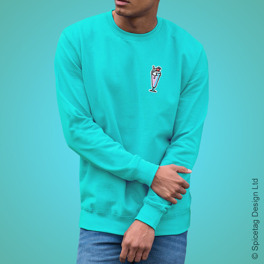 Blue Milk Shake Sweatshirt Root Beer Float Sweater Retro Sundae Top Summer Fashion Jumper Men's Women's Unisex Pullover Shirt Ice Cream Cute
