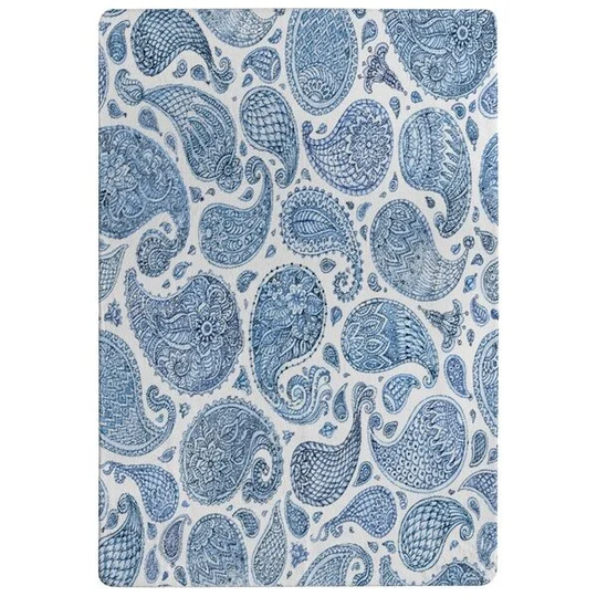 Houser Boho World Designer Shaggy White/Blue Rug