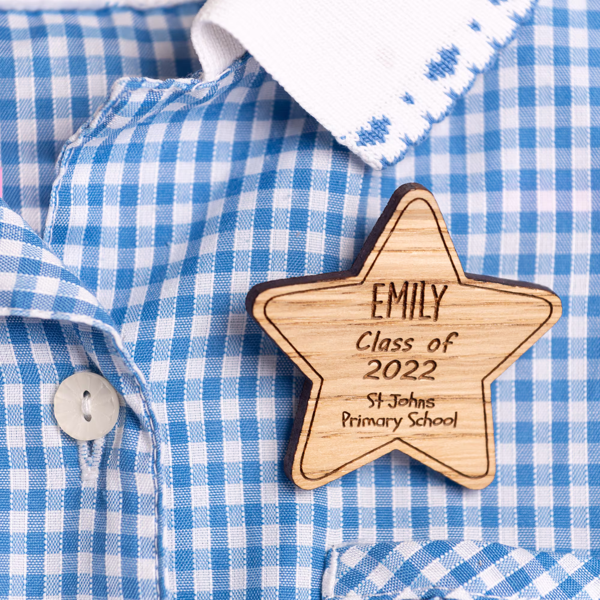 Personalised Christmas Name Badges, Wooden Star, Teacher Pupil Gifts, From Teacher, School Leaving Badge, End Of School, Leavers