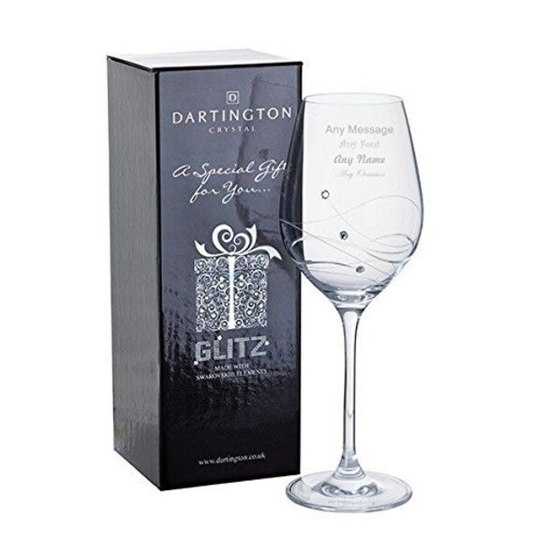 Personalised Dartington Glitz Wine Glass With Crystals - Add Your Own Message