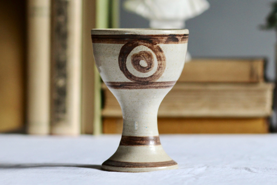 Vintage Stoneware Goblet. Studio Pottery. Ceramic. Wine Glass. Candle Holder. Festive. Christmas. Yule. Wicca. Pagan. Two Available