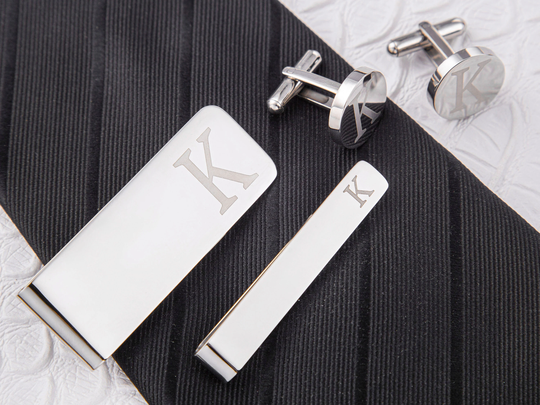 Personalized Groomsmen Gift, Best Man Gift, Wedding Gift For Groom, Monogrammed Cufflinks Set, Engraved Tie Clip & Set Him