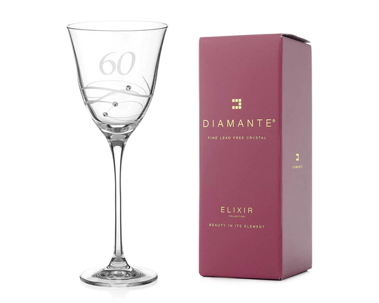 60Th Birthday Wine Glass Adorned With Swarovski Crystals - Single