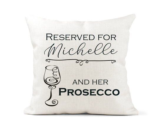Personalised Friend, Prosecco Lover Cream Canvas Cushion, Scatter Home Decor, Wine Glass, New Home, 21st, 30Th 40Th Birthday