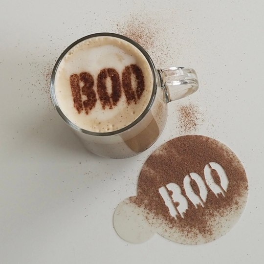 Boo, Halloween, Autumn, Coffee Stencil, Drink Latte Art