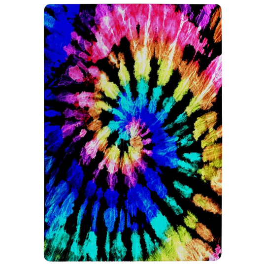 Franklin Tie-Dye Pattern Designer Shaggy Black/Pink/Blue Rug