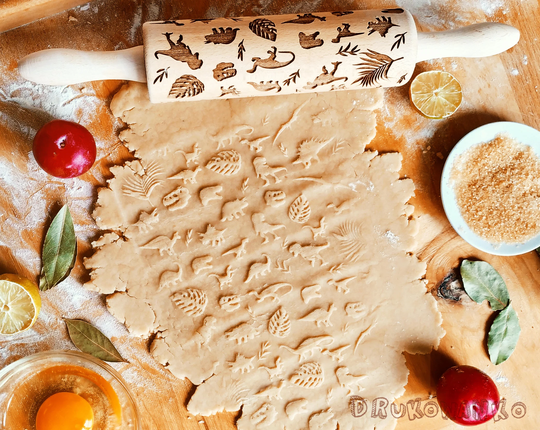 Dinosaur Monster Trex Stego Rolling Pin Embossed, Cookies, Cookie, Roller, Laser Engraved, Gift, Christmas, Fondant, Dought, Biscuit, Pastry