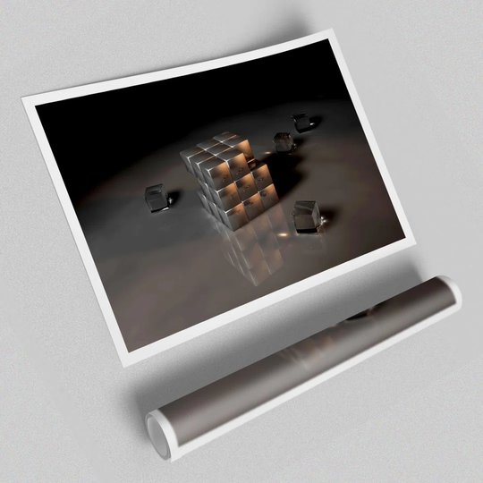 'Silver Ice Cube Abstract' - Unframed Photograph Print on Paper