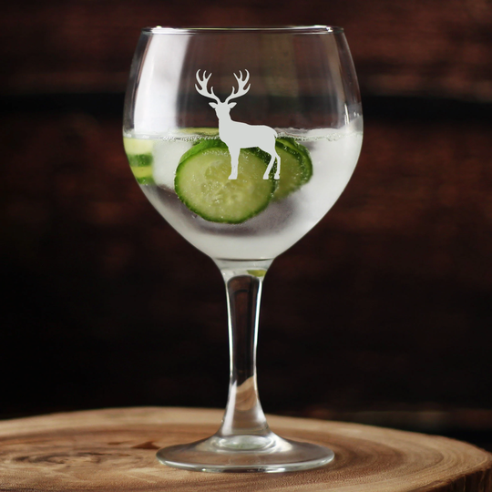 stag Personalised Gin Glass Large Balloon Gin Glass - Hand Etched Gift Bartender.05