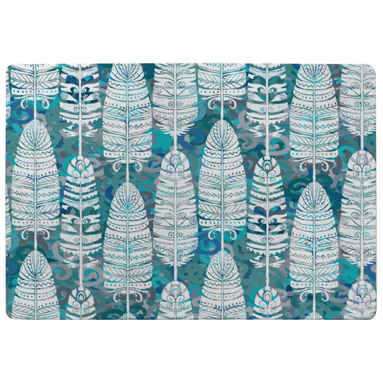 Downey Tribal Art Animal Designer Shaggy Teal/Grey Rug