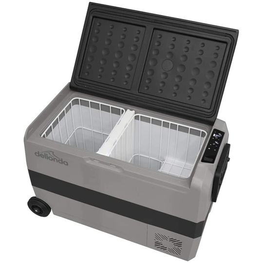 Dellonda 50L Portable Dual Zone Compressor Fridge Freezer/Cool Box for Car/Camping, LED, 12/24/230V