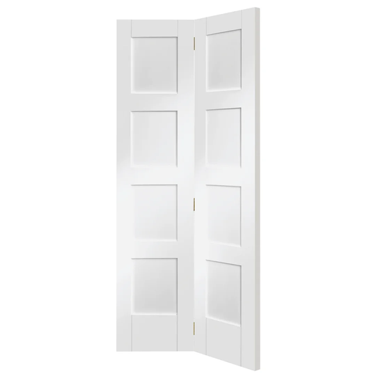 Internal White Primed Shaker Bi-Fold with Clear Glass