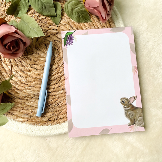 A5 Rabbit Notepad For Notemaking, To Do Lists, Scribbles & More. Pink Colour With A Bunny Detail. Perfect Gift Birthdays Or Christmas