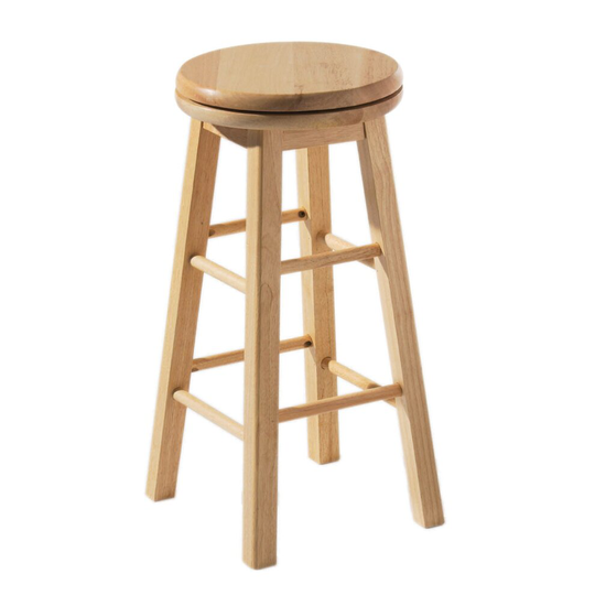 Premier Housewares Bar Stools Rubberwood Vintage Stool Chair Outdoor Bar Stools 4 Legs 32 x 32 x 64 cm