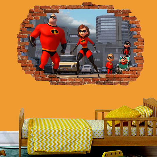 Superhero Family Cartoon Characters Wall Sticker Art Poster Mural Transfer Decal Print Living Room Home Nursery Office Shop Decor Id327