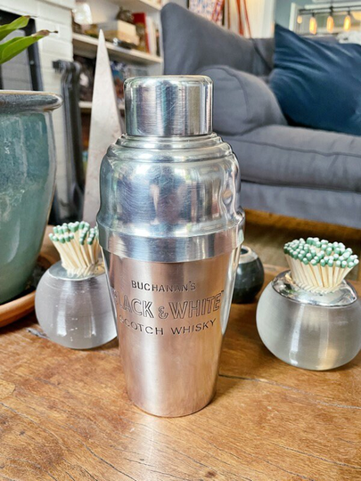 Vintage Christofle Silver Plated Cocktail Shaker For Black & White Scotch Whisky