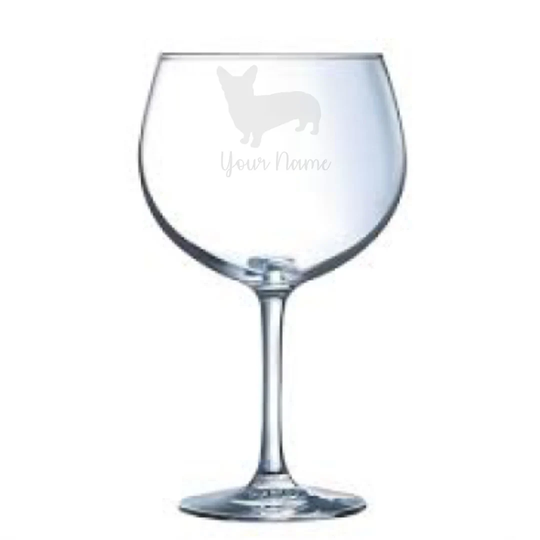 Personalised Corgi Engraved Gin Glass, Ideal Gift, Dog Gift, Owner, Glass
