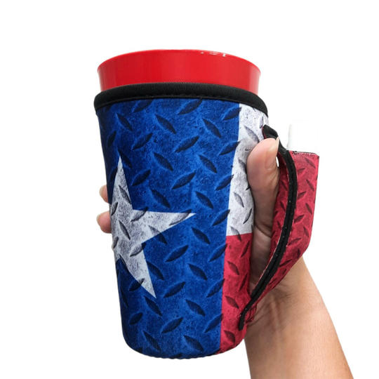 Texas Flag 16Oz Pint Glass/Medium Fountain Drinks & Tumbler Handlers™ Patent Pending