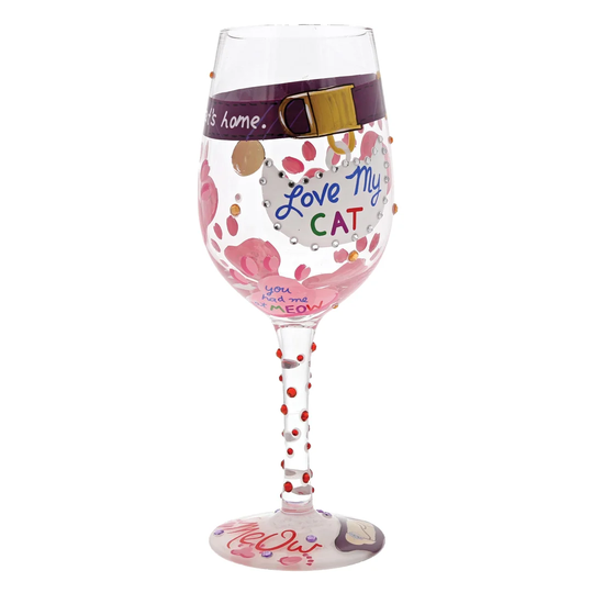Love My Cat 444ml Stemmed Wine Glass