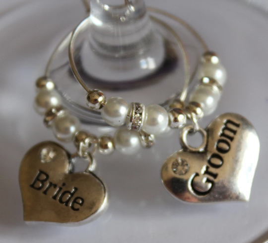 Wedding Wine Glass Charms - Bride & Groom, Wedding Party, Top Table