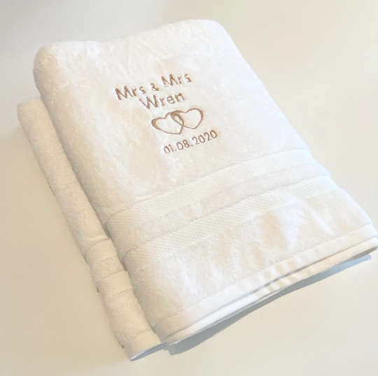 Personalised Wedding Gift, Mrs & Personalised Luxury Towels