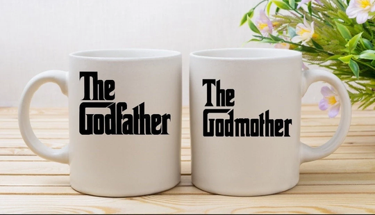 God Parent Proposal, Thank You Gift, Ceramic Mug With Matching Coaster, Godmother, Godfather Gift
